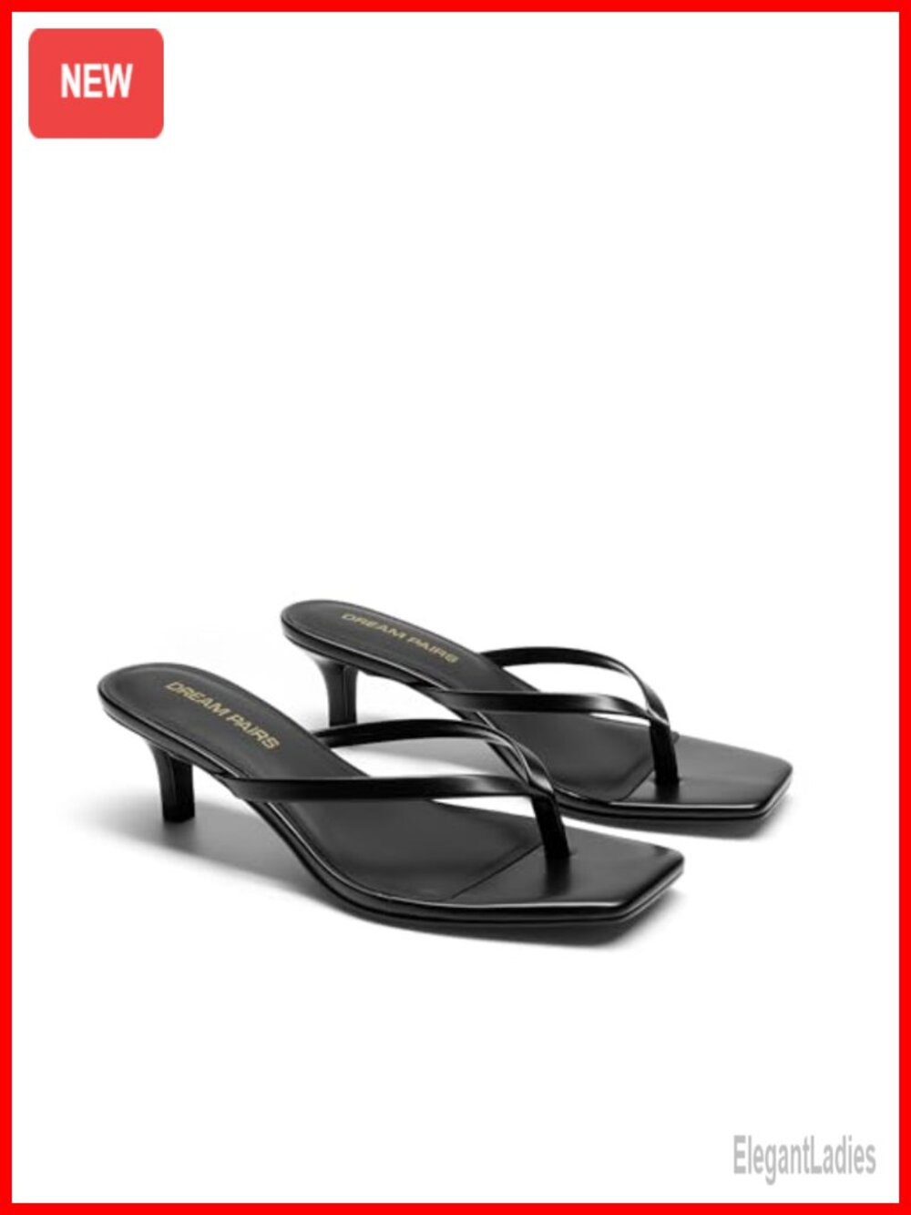 Women's Faux Leather Kitten Heel Thong Sandals